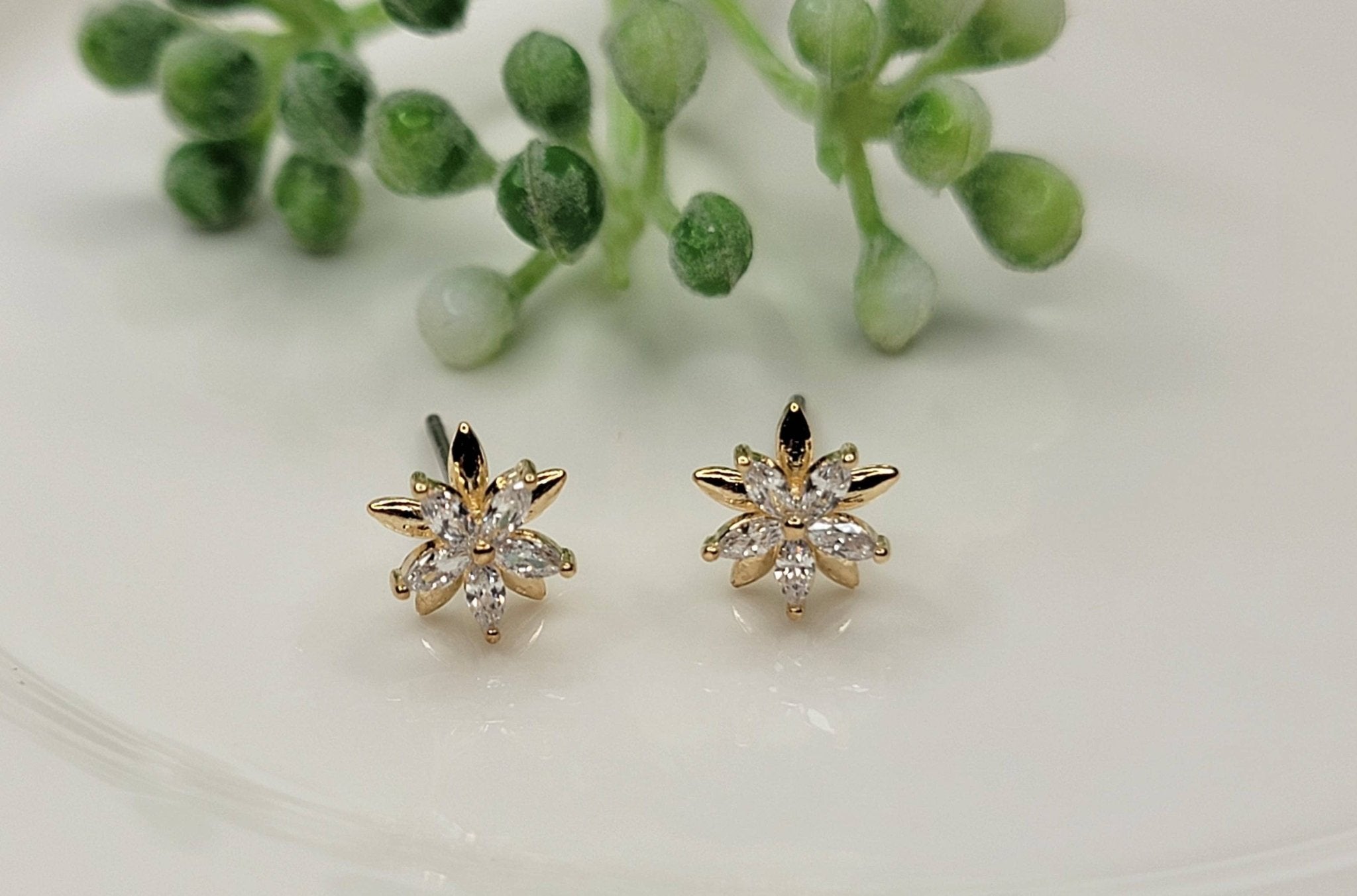 CZ Double Star Post Earrings - HER Home Design Boutique